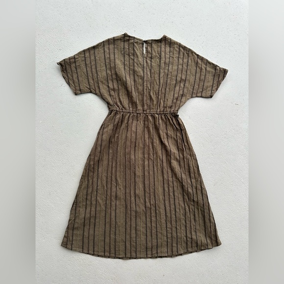 SOLD- Orange Creek Cotton/Linen Blend Textured Striped Dress Size S - Picture 2 of 12